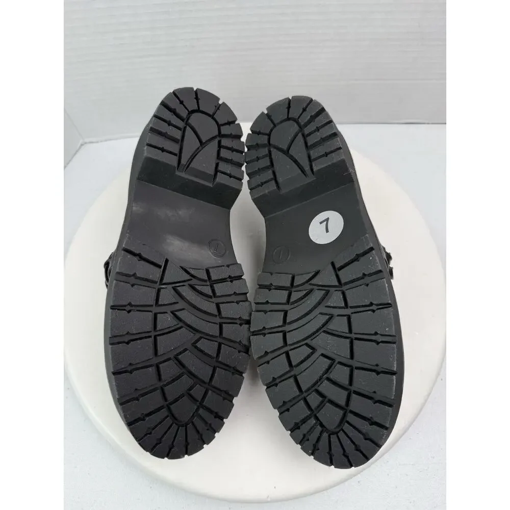 Report Hayden Womens Size‎ 7 Black Chunky Chain Studded Loafers Faux Leather